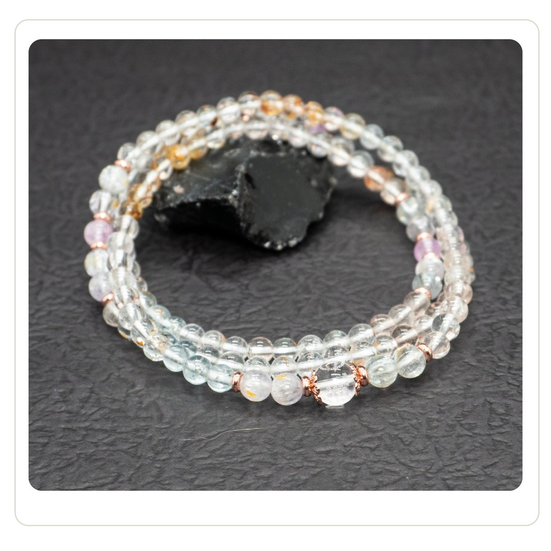 Zen | 108念珠 108 Beads 托帕石 白水晶楞严咒心 绿锂辉 紫锂辉 - 手链/手环 - 水晶 
