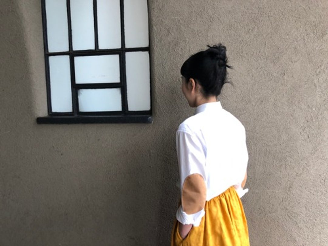棉质拼接袖肘衬衫 - 女装衬衫 - 棉 白色