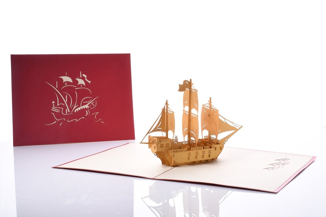 3D手工创意万用立体一帆风顺卡片系列 - 卡片/明信片 - 纸 红色