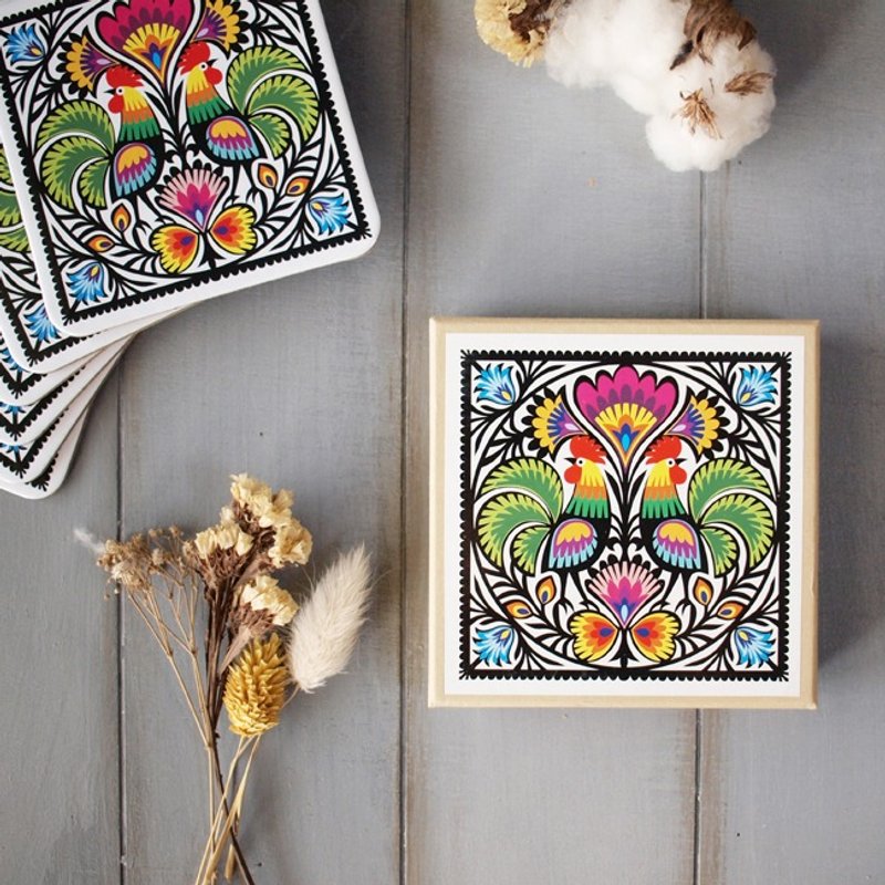 Folkstar 波兰传统图腾杯垫 公鸡 六入组 - 杯垫 - 纸 多色