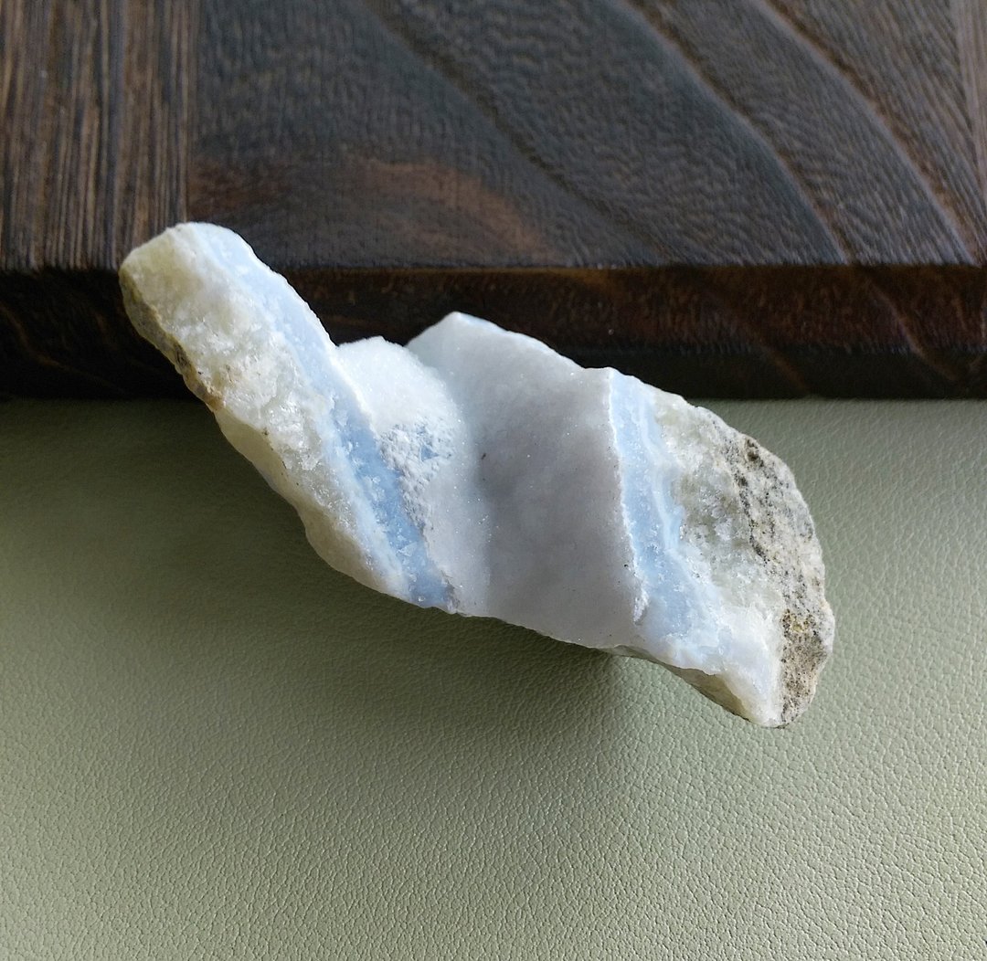 Chalcedony 马达加斯加产地 蓝玉髓 蓝纹玛瑙 天然矿石 原矿 - 摆饰 - 其他材质 
