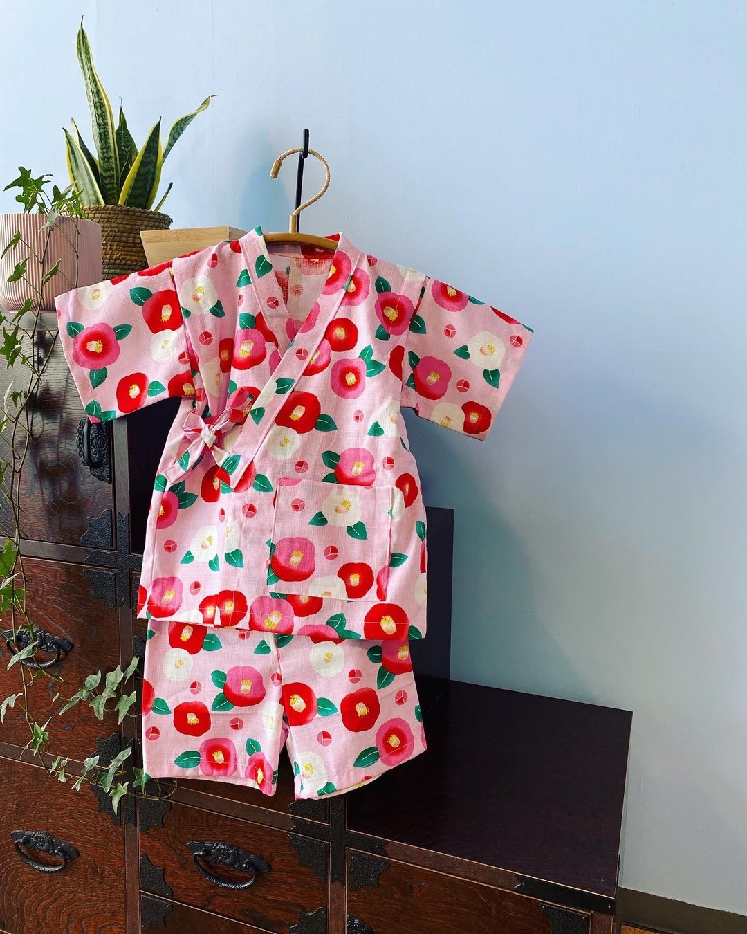 Children Jinbei Japanese style Jinbei children 90cm - 童装上衣 - 棉．麻 粉红色
