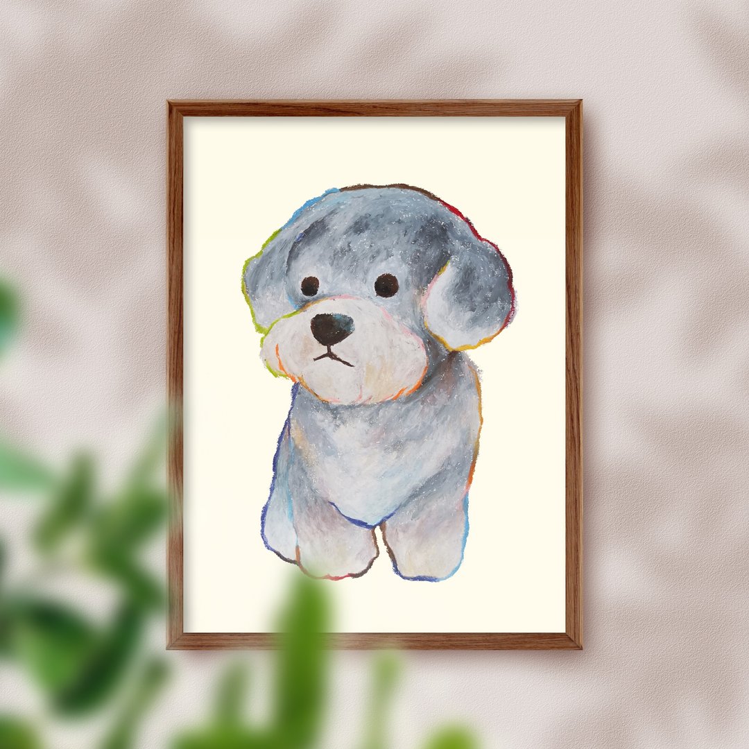【居家布置】贵宾犬 灰色泰迪狗-儿童房装饰画/无框画/女友礼物提 - 墙贴/壁贴 - 纸 灰色