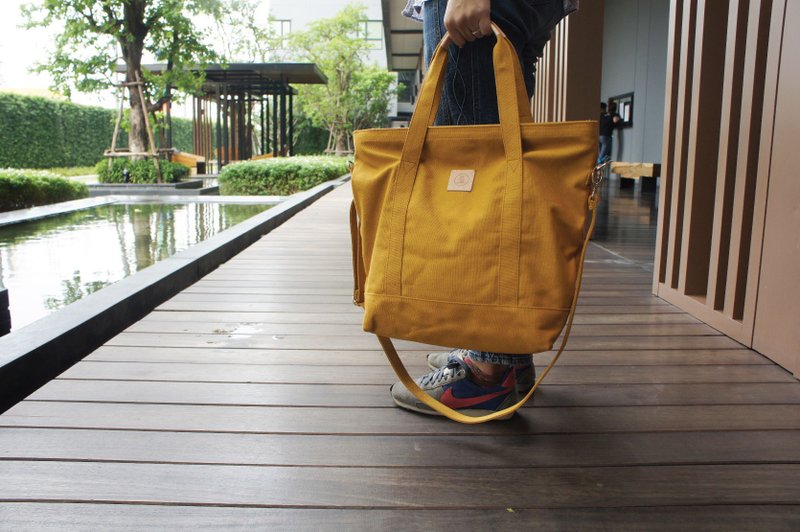Canvas TOTE BAG yellow mustrad colous simple style - 手提包/手提袋 - 其他材质 橘色