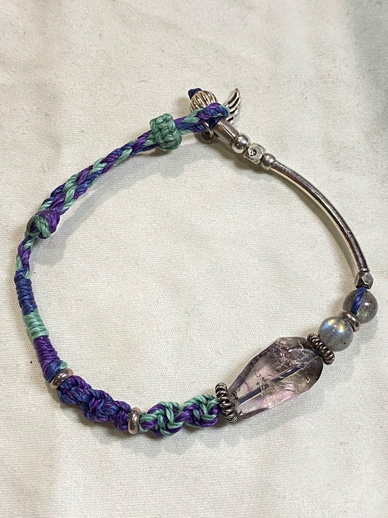 彼岸花超七水晶与蓝月光石 纯银编织手链6 - 手链/手环 - 纯银 多色