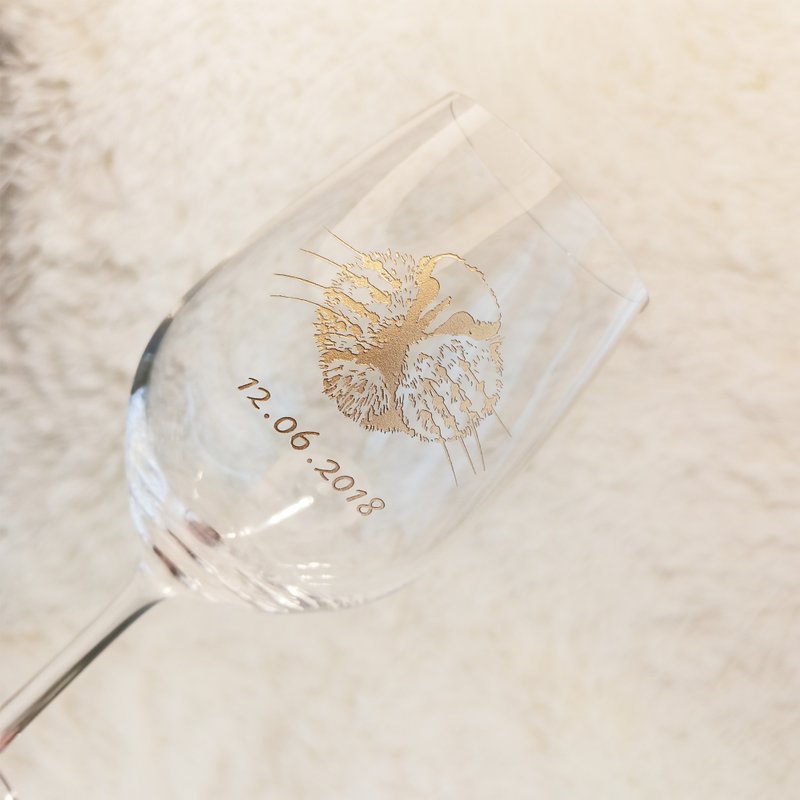 Me And My Pet|订制猫咪鼻子红酒对杯|雕刻 - 酒杯/酒器 - 玻璃 