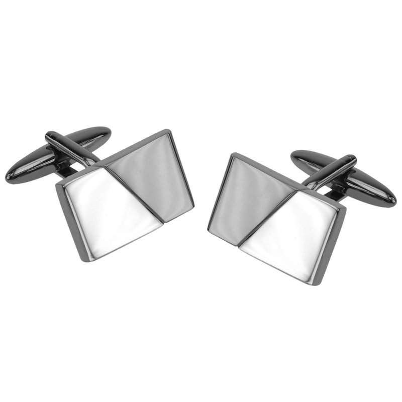 枪黑色拼银色袖扣 - 袖扣 - 其他金属 黑色