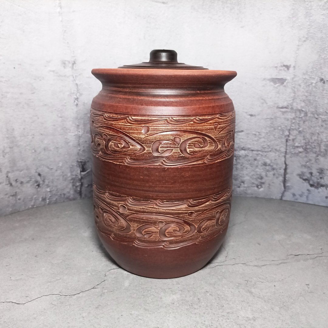 陶器大砂锅手工锅 带盖和颜色图案 - 锅具/烤盘 - 粘土 