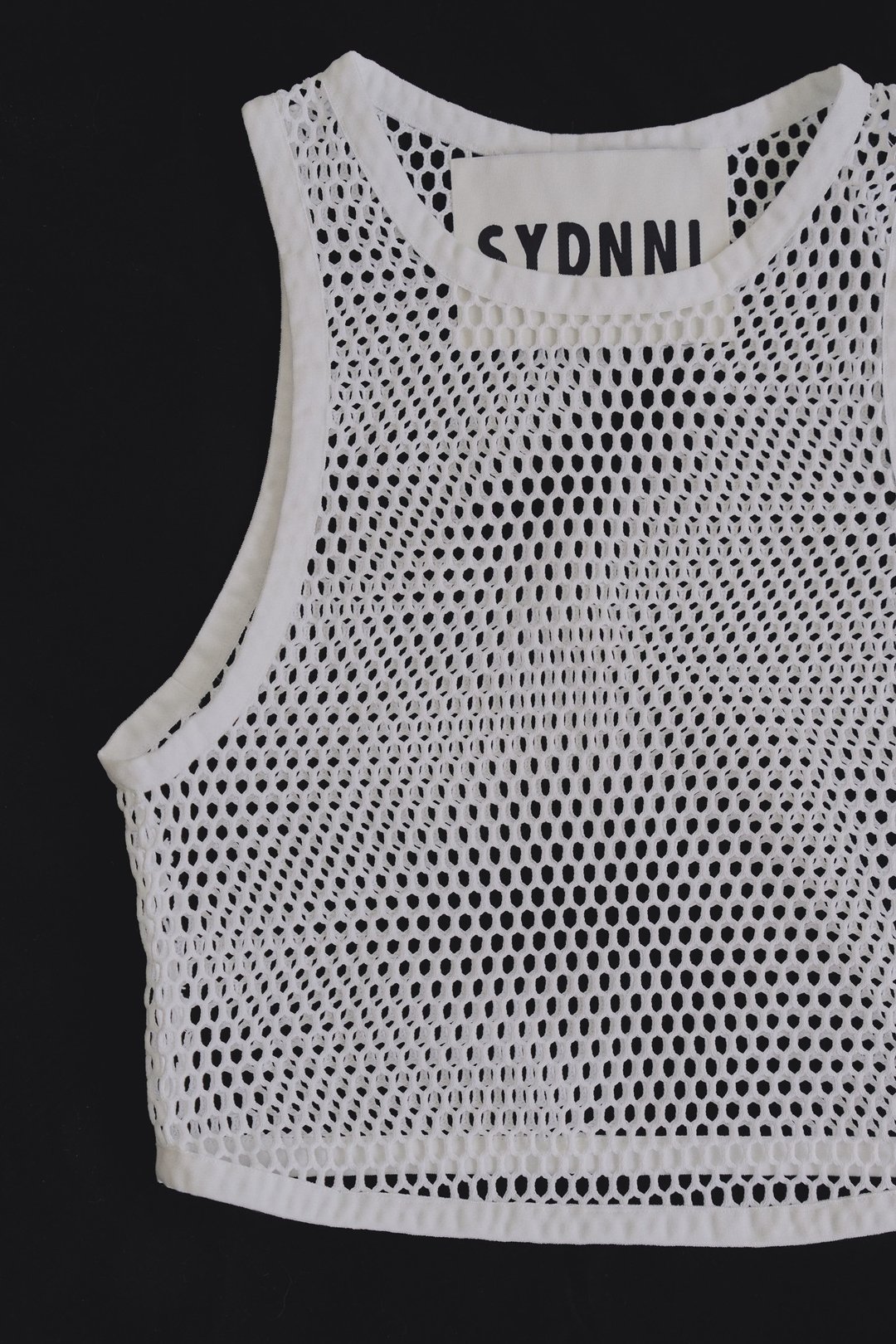mesh designed tank top 网格短版设计背心 - 女装背心 - 聚酯纤维 白色