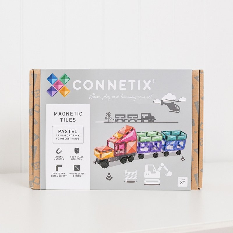 澳洲Connetix粉彩磁力积木-磁力运输车组(50pc)  儿童玩具 - 玩具/玩偶 - 塑料 