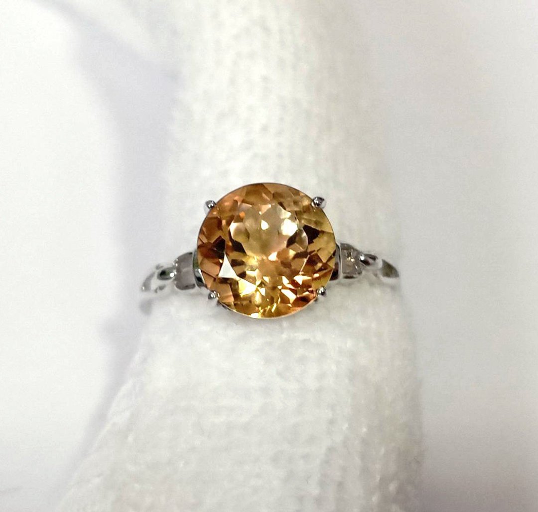 9.5 mm 伦敦蓝帝国托帕石纯银戒指 婚戒或生日礼物 - 戒指 - 纯银 金色