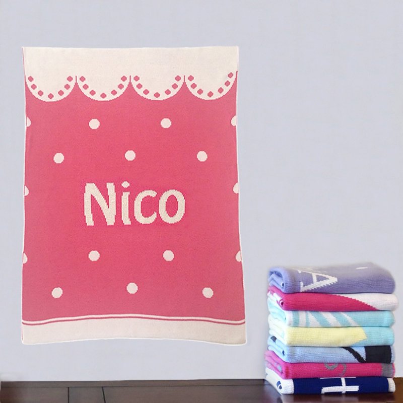 定制化姓名毯子/ Scallop Dot 60x80cm - 满月礼盒 - 其他材质 多色