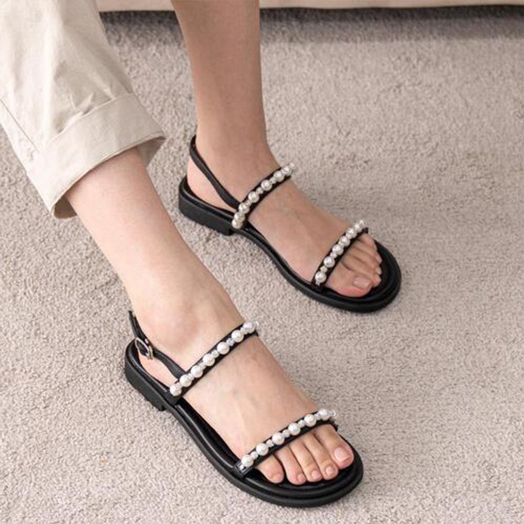 PRE-ORDER SPUR Shine Ideal Pearl sandals 涼鞋_SS9054 BLACK - 其他女款皮鞋 - 其他材质 