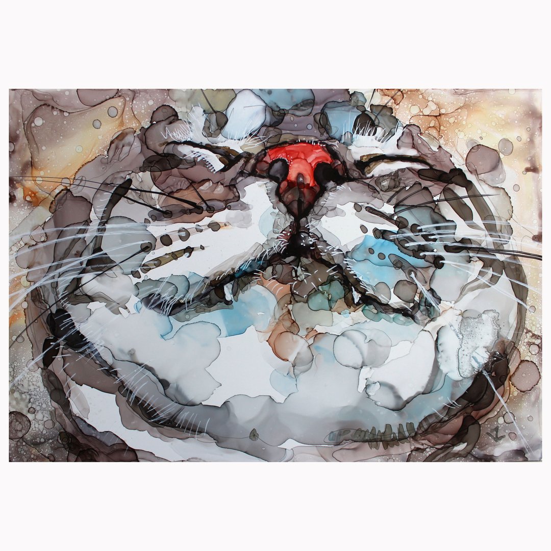 猫的肖像画小猫手绘挂在墙上的幸运猫 - 墙贴/壁贴 - 纸 