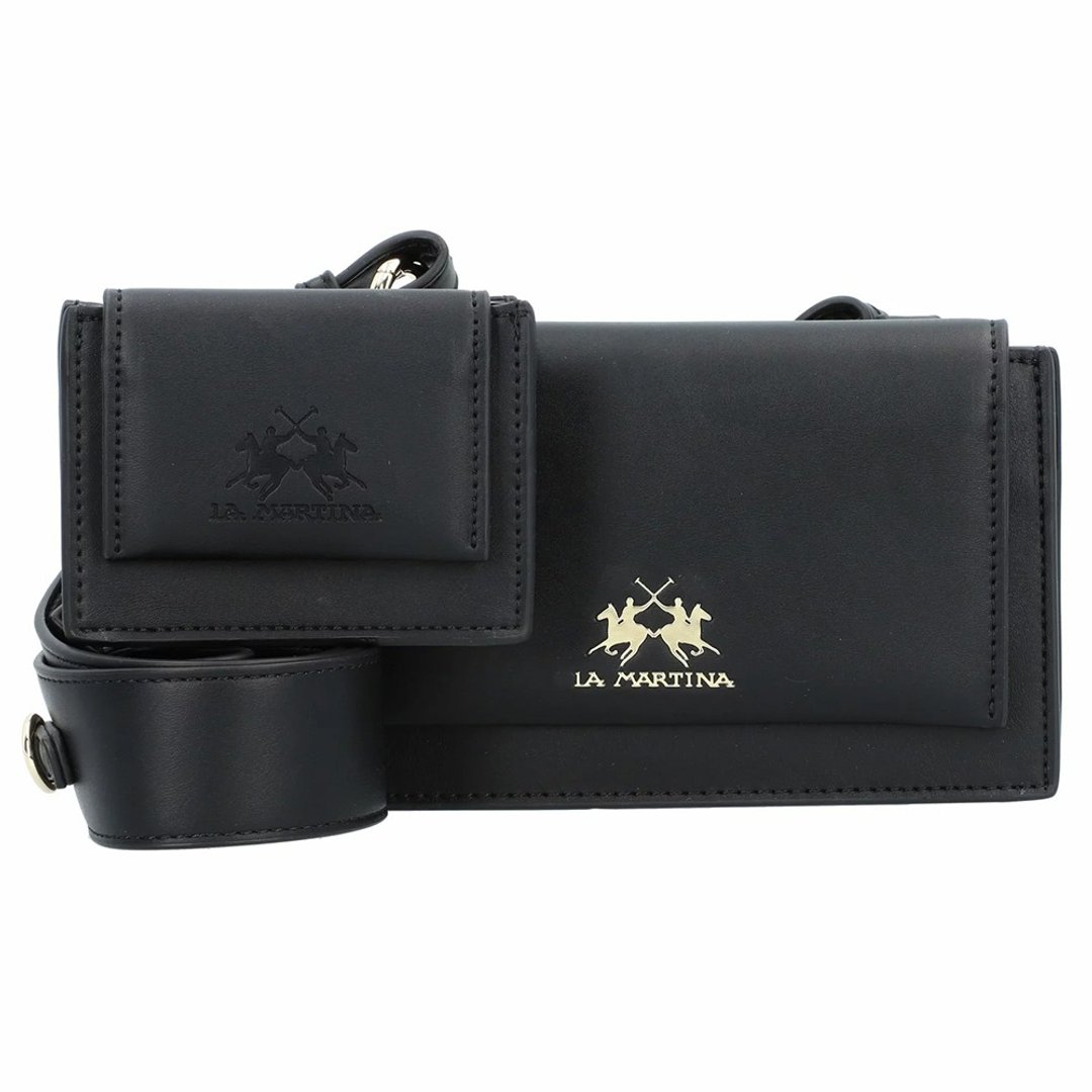 LA MARTINA 限量2折  顶级金标素面皮革肩背包 全新专柜展示品 - 侧背包/斜挎包 - 人造皮革 黑色