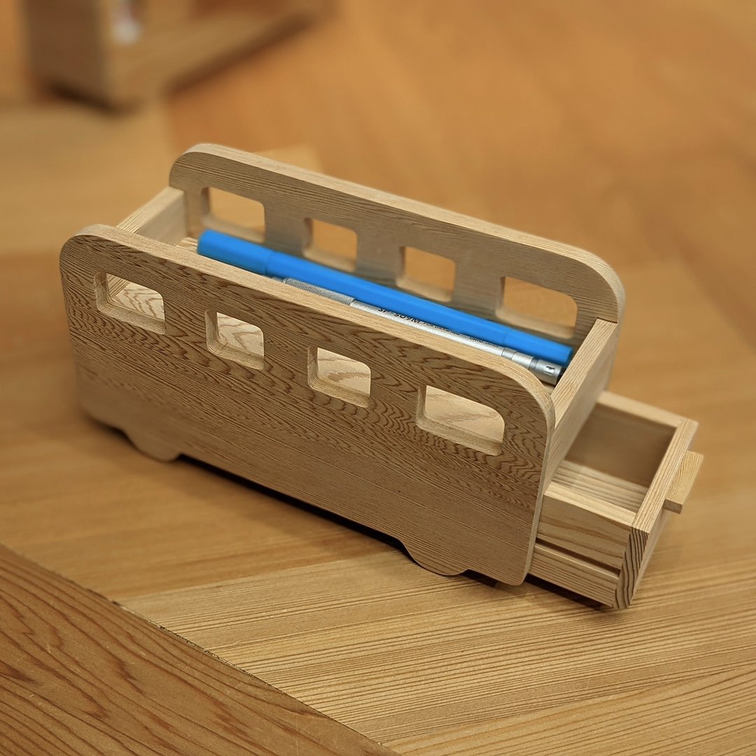 双层巴 ouble Decker-桌面双层文具盒/台湾桧桧木/实木手作 - 收纳用品 - 木头 