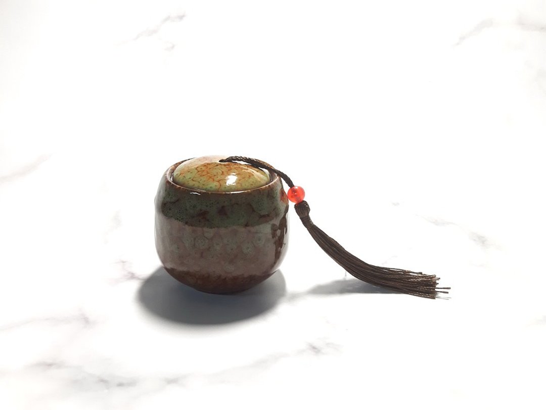 古风小陶罐 防潮盖 茶叶罐 置物罐 / 兰亭绿 - 其他 - 陶 绿色