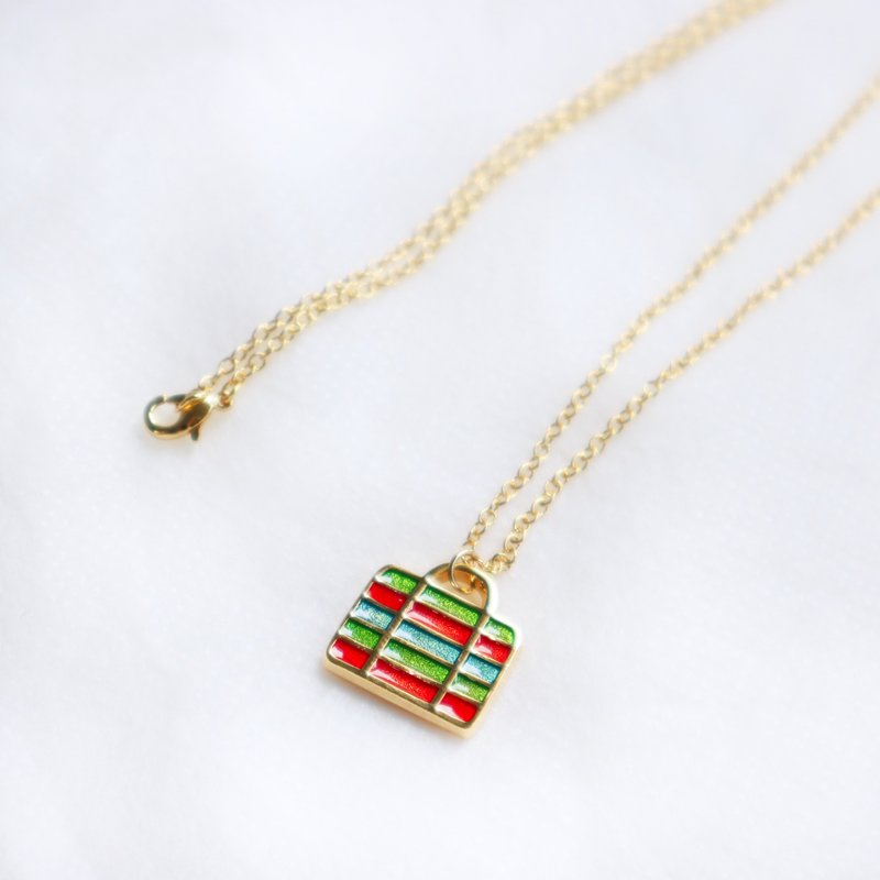 【卡片项链Card Necklace】台湾文化 入色款-茄芷袋 - 项链 - 其他金属 卡其色