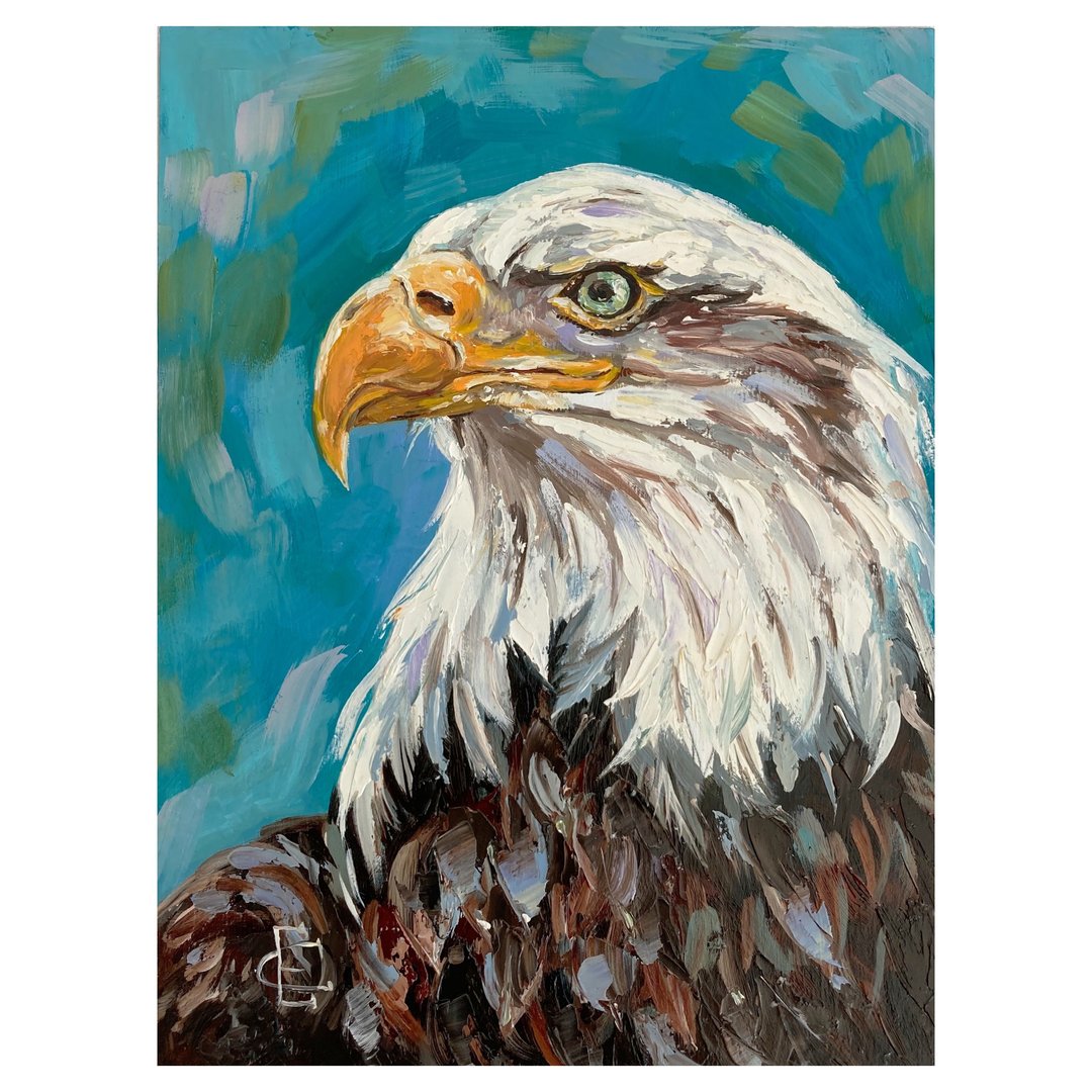 Eagle Painting Original Artwork Bird Impasto Oil Painting American Bald Eagle - 墙贴/壁贴 - 其他材质 