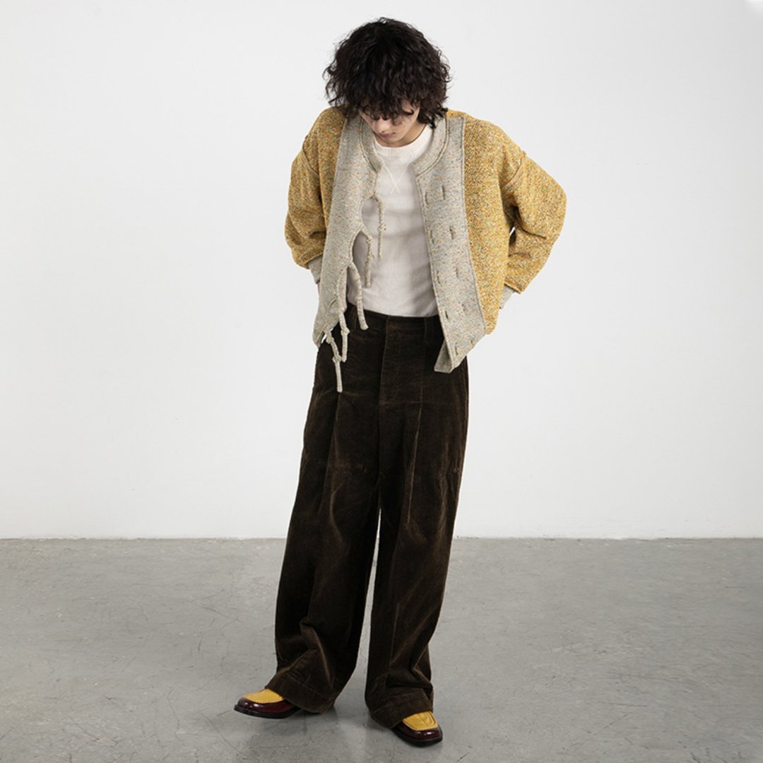 Limestone Cardigan 咬合结构双面针织开衫外套 無性別穿搭 - 男装外套 - 其他材质 卡其色
