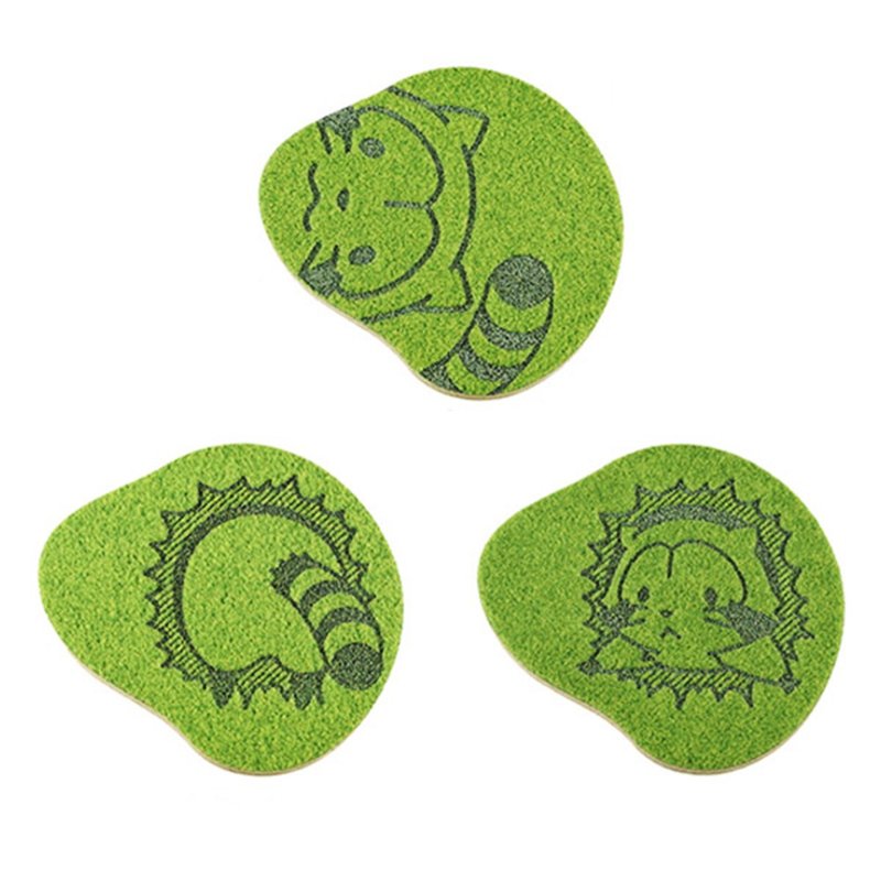 Shibaful X Raccoon Rascal 小浣熊联名款 草地杯垫 - 杯垫 - 聚酯纤维 绿色