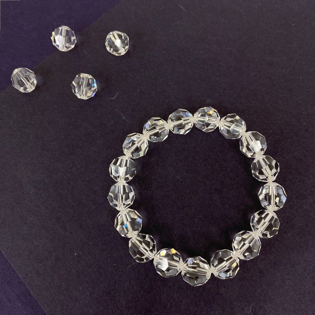 Edith & Jaz • Swarovski水晶圆珠手串10mm(水晶透明) - 手链/手环 - 玻璃 透明