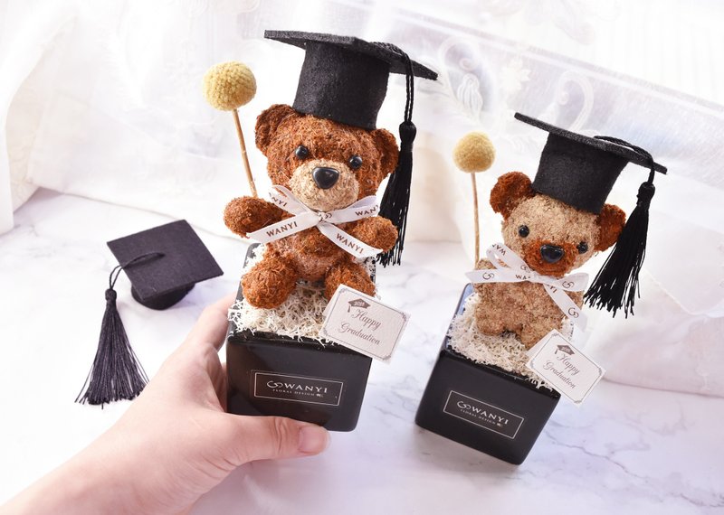 毕业熊盆花  干燥花 办公桌摆饰 情人节 毕业礼物 母亲节 毕业季 - 植栽/盆栽 - 植物．花 黑色