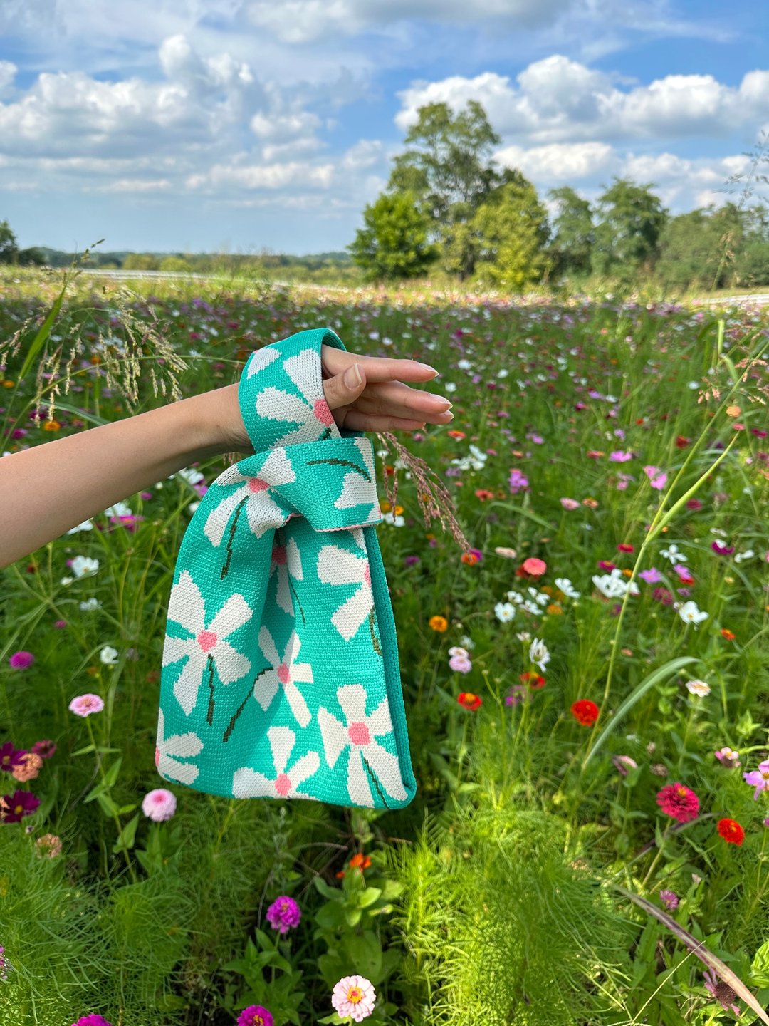 Dazzle Pixel Studio Daisy Knitbag 雏菊针织提袋 (绿色) - 手拿包 - 聚酯纤维 绿色