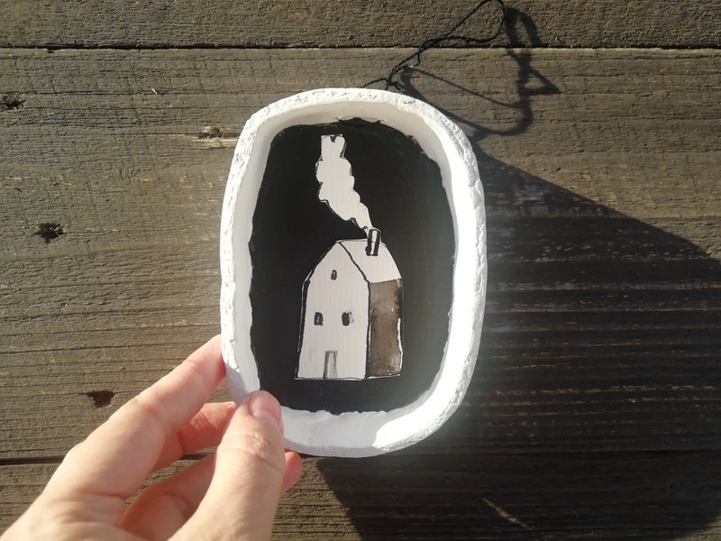Handmade Framed wall decoration - 墙贴/壁贴 - 粘土 白色