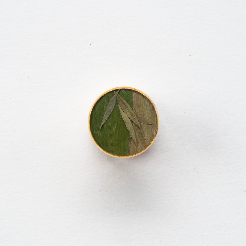 竹林印象011号_原创唯一_金属和树脂戒指_直径25mm戒面_国画花鸟_使用植物的首饰_浓浓粽子味_端午节礼物 - 戒指 - 植物．花 绿色