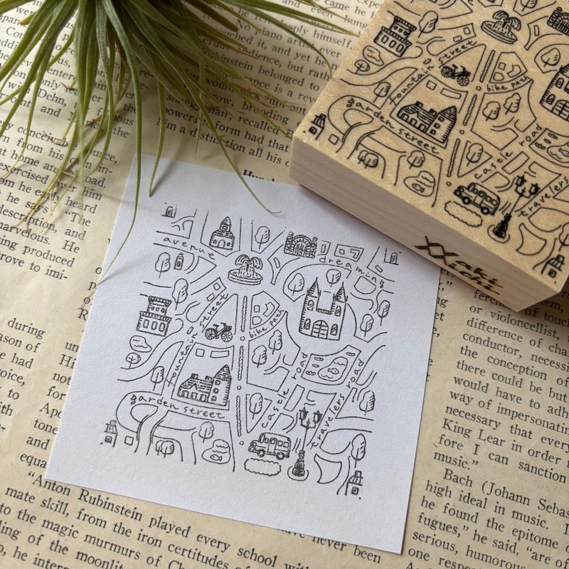 老城区地图邮票 - 印章/印台 - 橡胶 