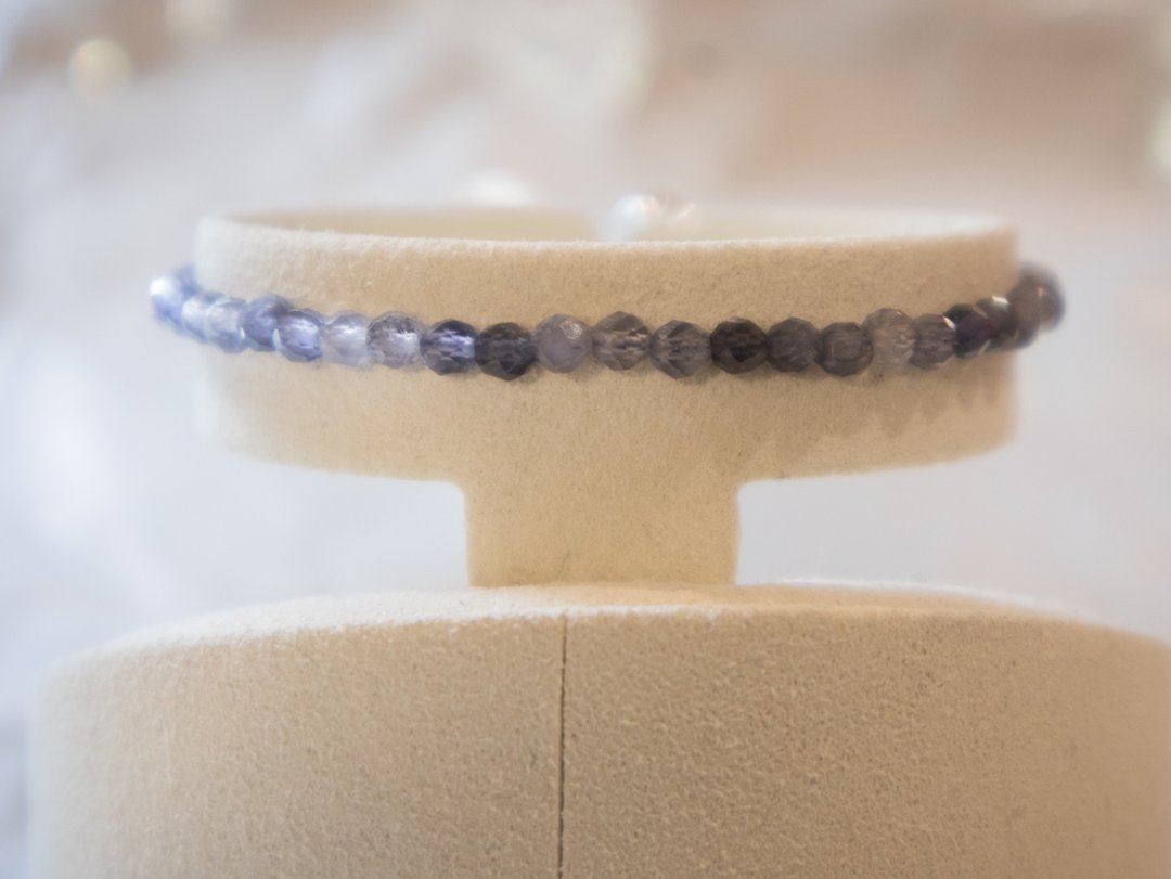 堇青石-九月诞生石925 SILVER切面 堇青石3mm- 细致手链 - 手链/手环 - 宝石 紫色