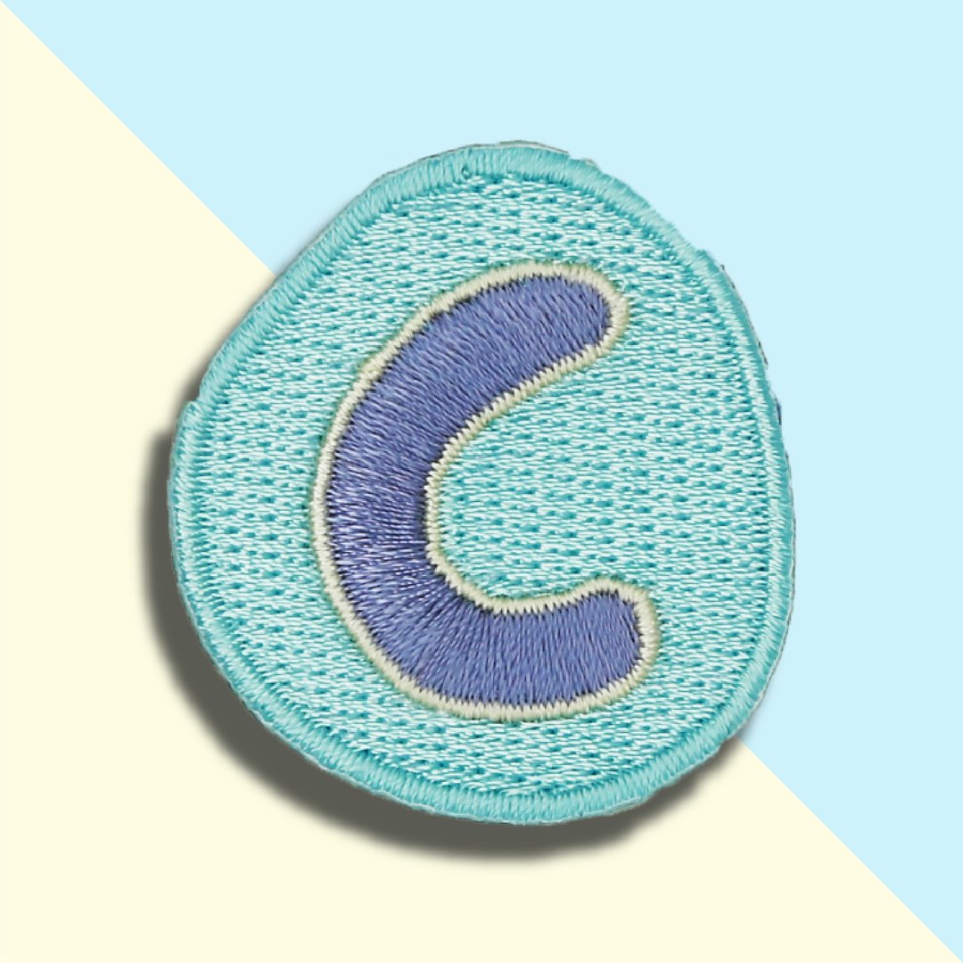 童趣刺绣贴-C - 徽章/别针 - 绣线 蓝色