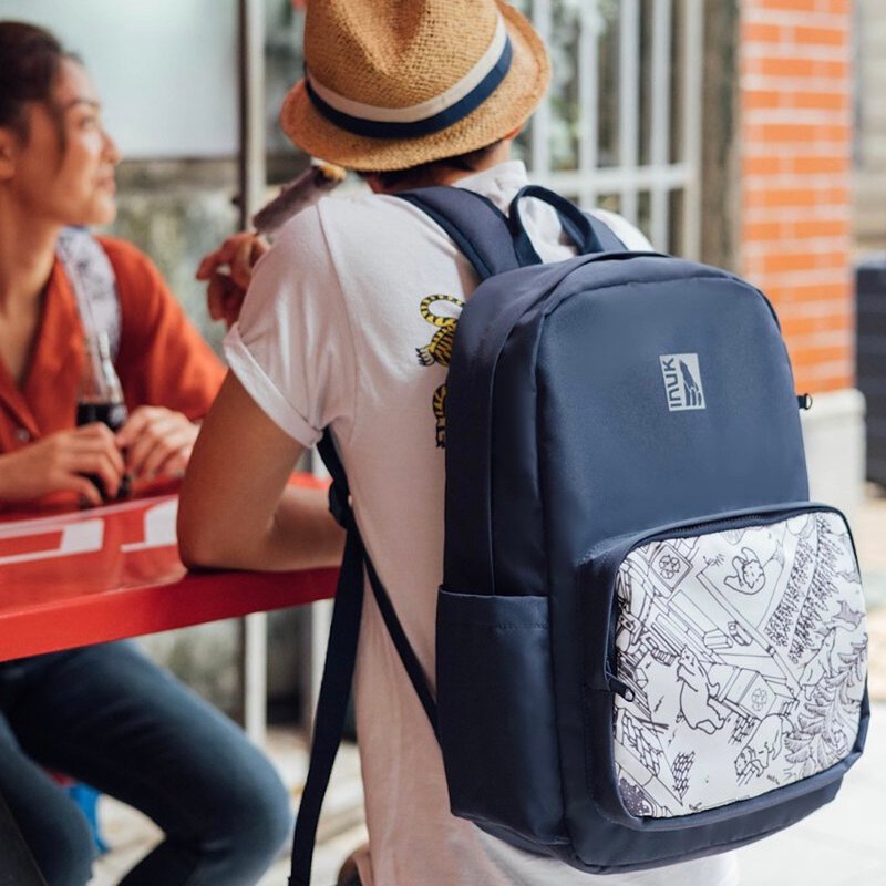 INUK  环保图腾涂鸦包 P-A-P Daypack 深蓝 19L - 侧背包/斜挎包 - 环保材料 蓝色