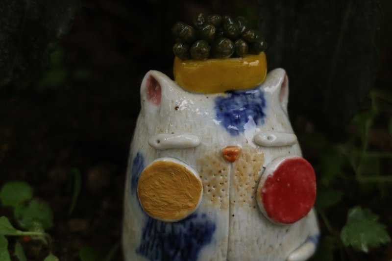手捏喵咪小陶塑 陪伴猫咪 - 摆饰 - 陶 