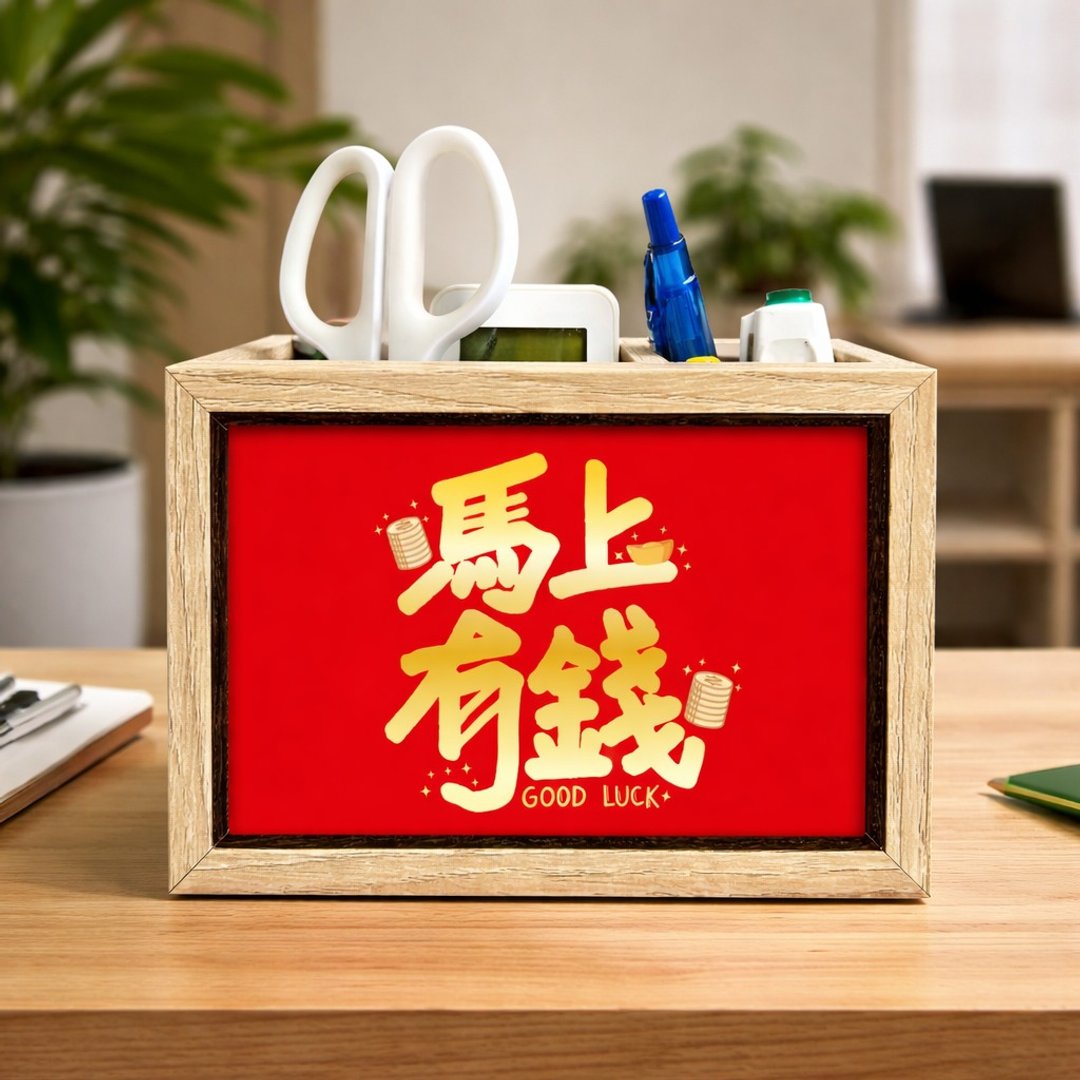 【订制】笔筒 收纳盒 马上有钱 - 笔筒/笔座 - 木头 红色