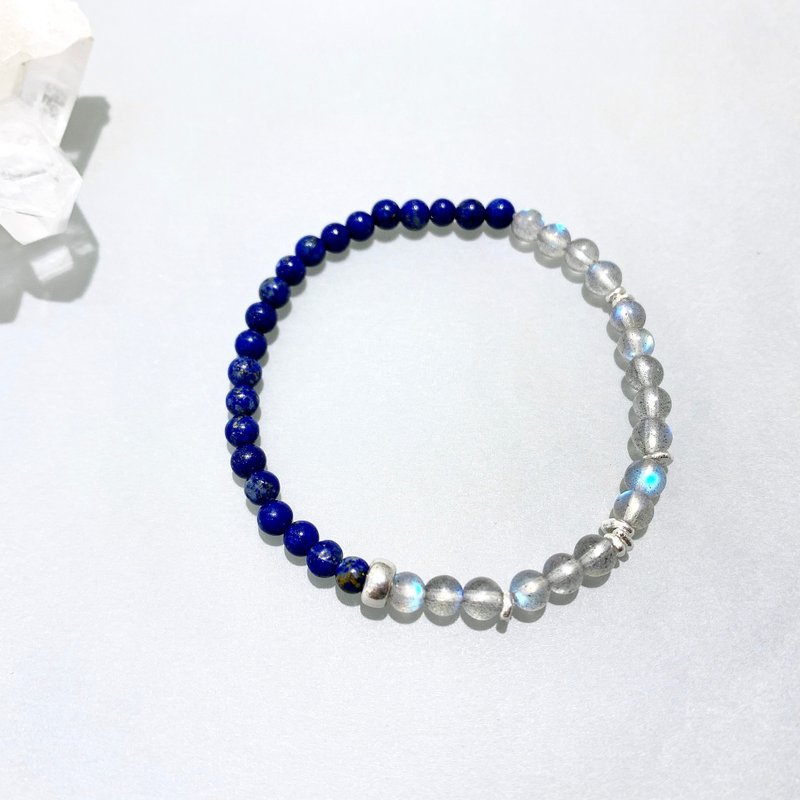 Ops Lapis lazuli bracelet - 沟通力/青金石/拉长石/平静/灵感 - 手链/手环 - 其他金属 蓝色