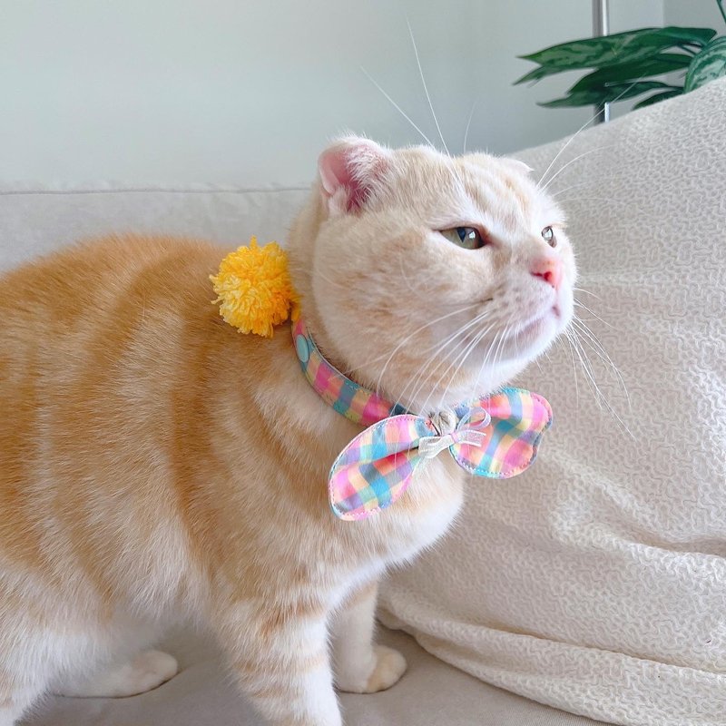 【恰氏手作】球球泥惹蝴蝶结 宠物领结 领巾 项圈 可调节 - 项圈/牵绳 - 棉．麻 