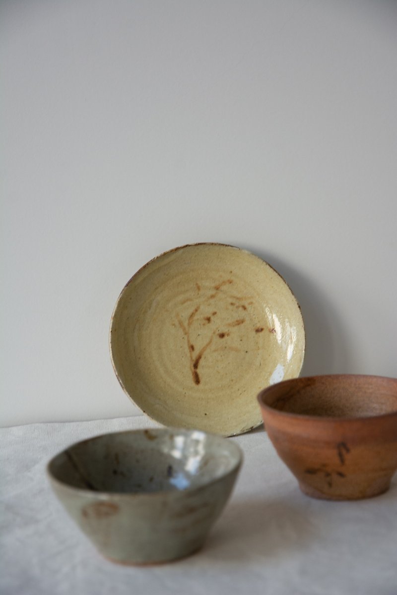 黄灰釉盘 陶盘 - 盘子/餐盘/盘架 - 陶 