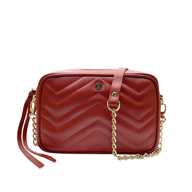 CROSS 限量1折 顶级小牛皮山形拉链肩背包  红色 全新专柜展示品 - 手提包/手提袋 - 真皮 红色