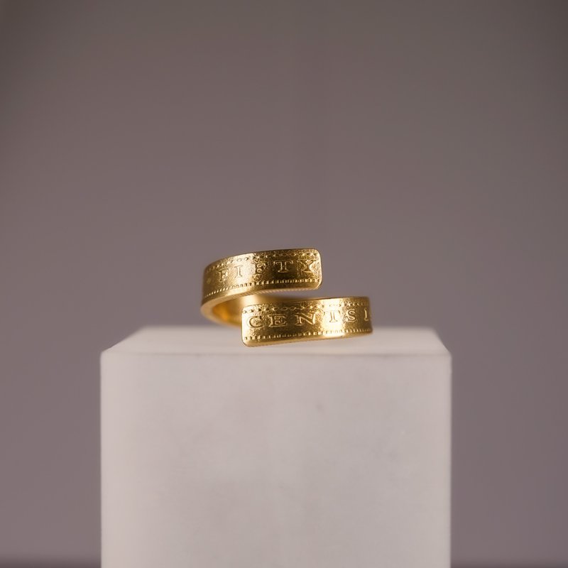 香港伍毫硬币开口戒指 - 戒指 - 铜/黄铜 金色