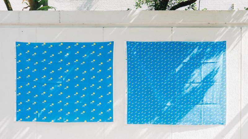 兔子设计款布料 - 富士山/春夏新色 - 编织/刺绣/羊毛毡/裁缝 - 棉．麻 蓝色