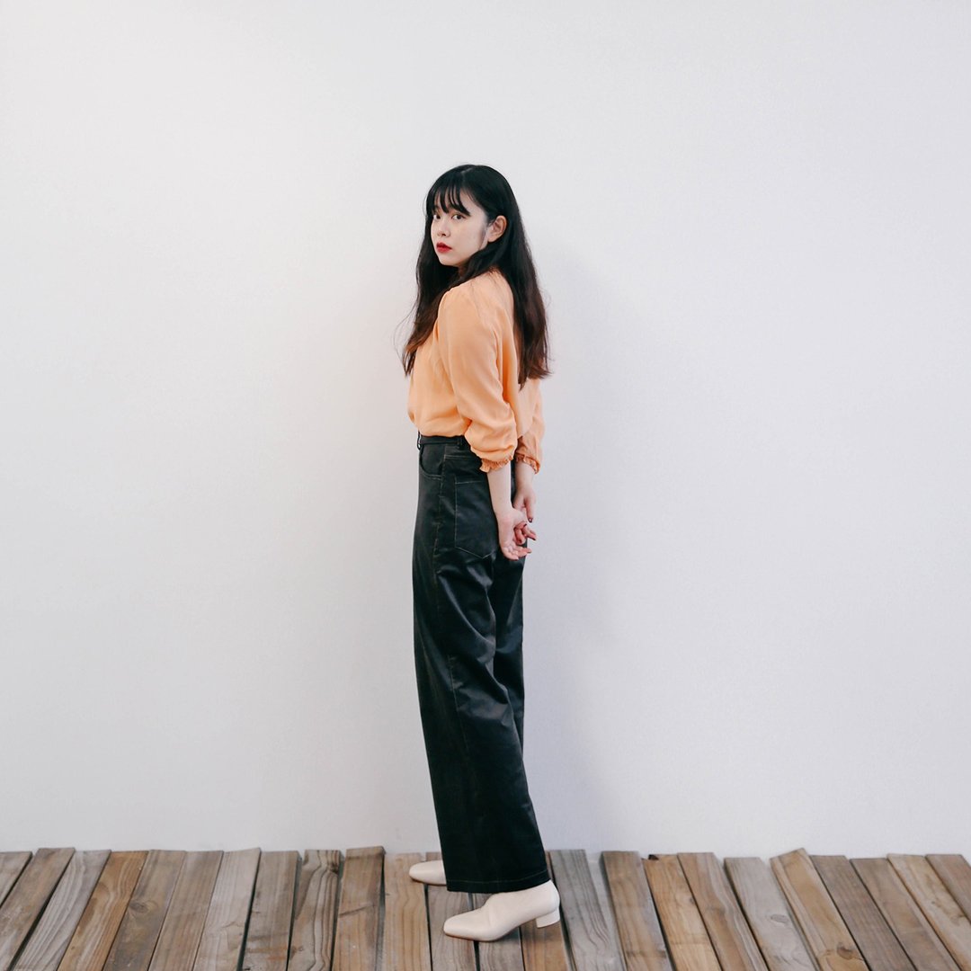 灯心绒高腰宽裤 - 女装长裤 - 其他材质 黑色