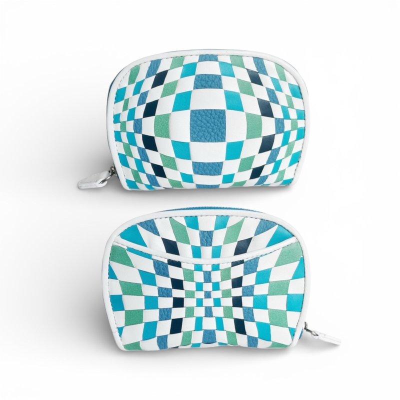 圆形拉链 零钱卡片夹 INTORE 琉球之海配色 - 零钱包 - 真皮 白色