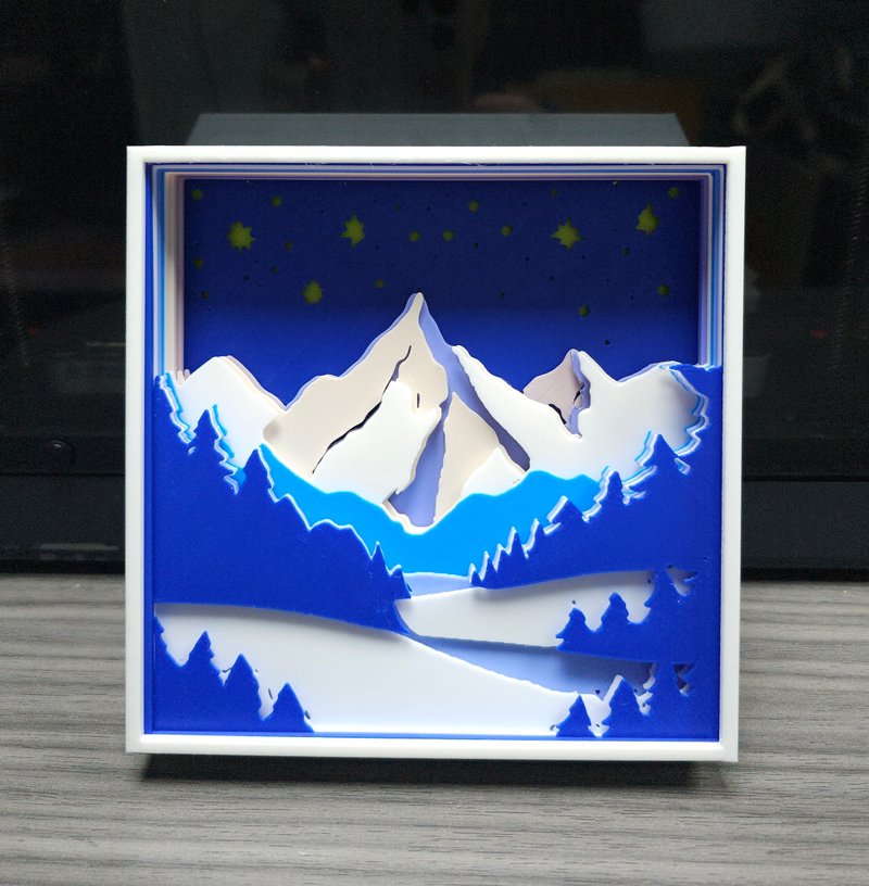 日系雪山立体画连画框/浪漫治愈/装饰/摆设/胶片制 - 摆饰 - 塑料 多色