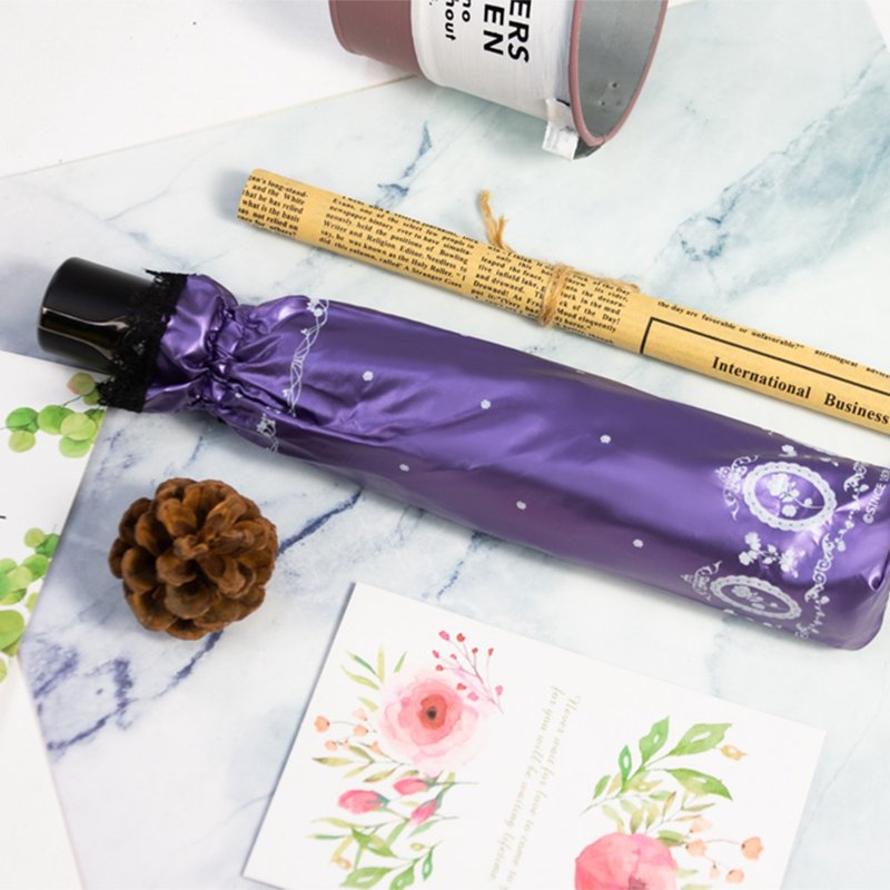 双龙小蔷葳蕾丝抗UV超轻细自动开收伞晴雨伞折伞阳 - 雨伞/雨衣 - 防水材质 紫色