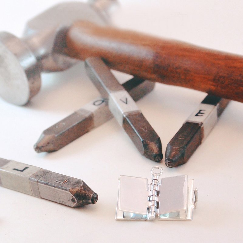 金工・纯银项链・刻字项链・告白小书・设计款 - 金工/饰品 - 纯银 