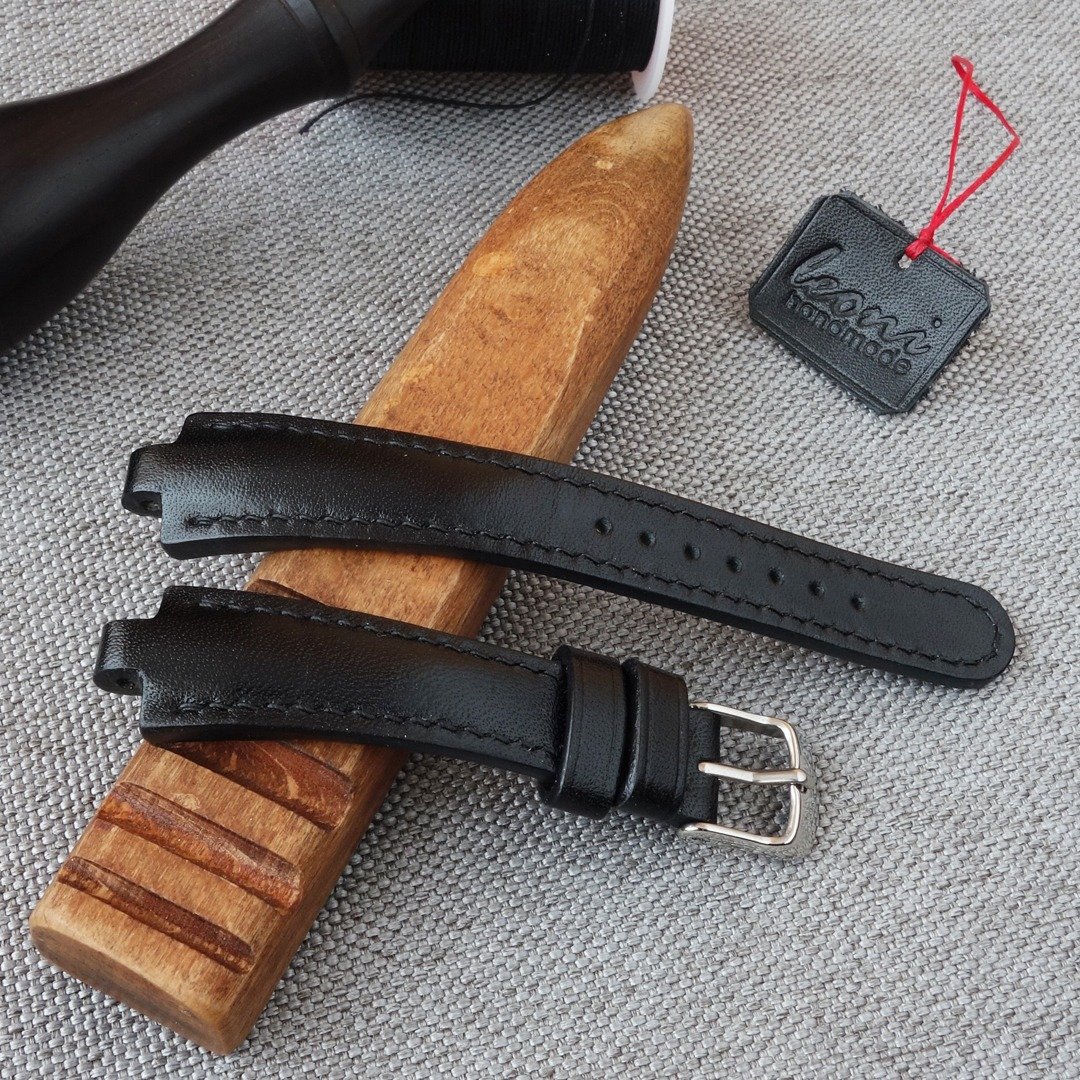 Bvlgari Diagono 18x6mm黑色表带 - 表带 - 真皮 黑色