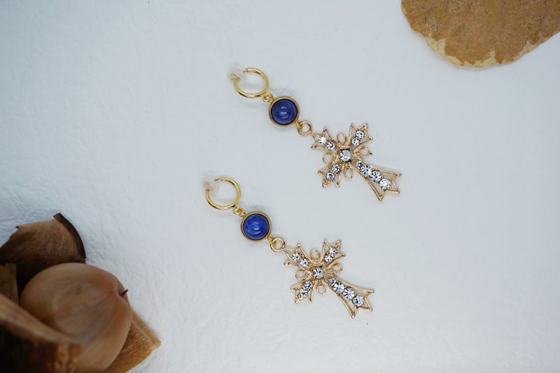 飞机耳 / 原创耳饰 /【天启之十】/ 蓝晶石 / 锆石 - 耳环/耳夹 - 宝石 