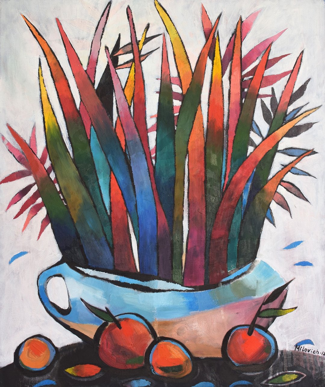 Decorative Flowers Still Life - original painting, wall art - 海报/装饰画/版画 - 颜料 红色